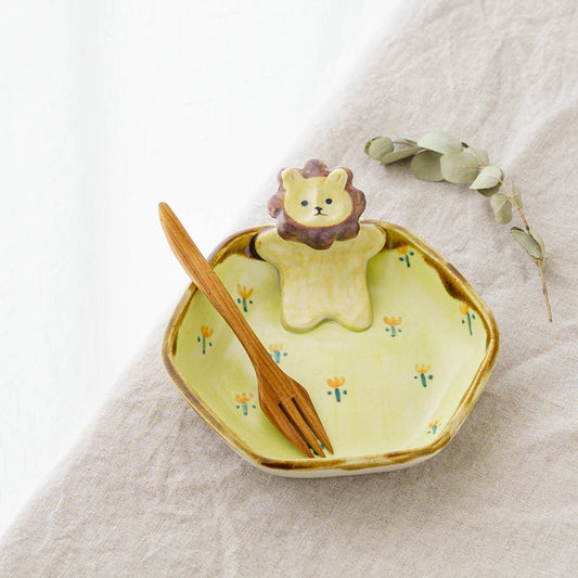 らいおん x お花 六角小皿|梶田慶