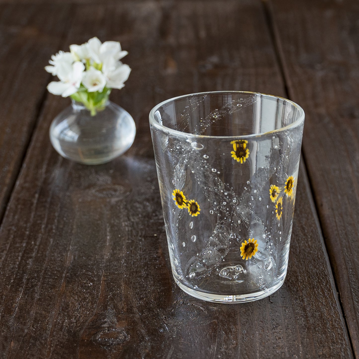 極楽寺がらす工房さんのひまわりグラス中