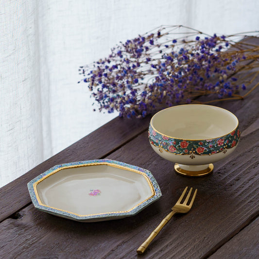 Octagon plate camellia blue | planpo