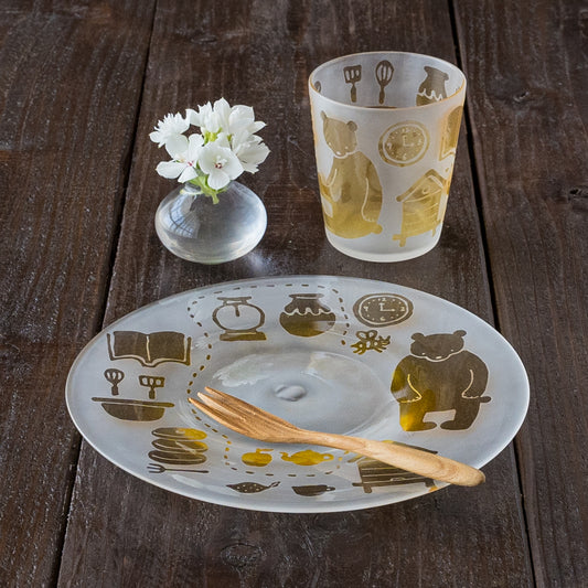 ワタナベサラさんのおやつお皿同じ向きとグラスM