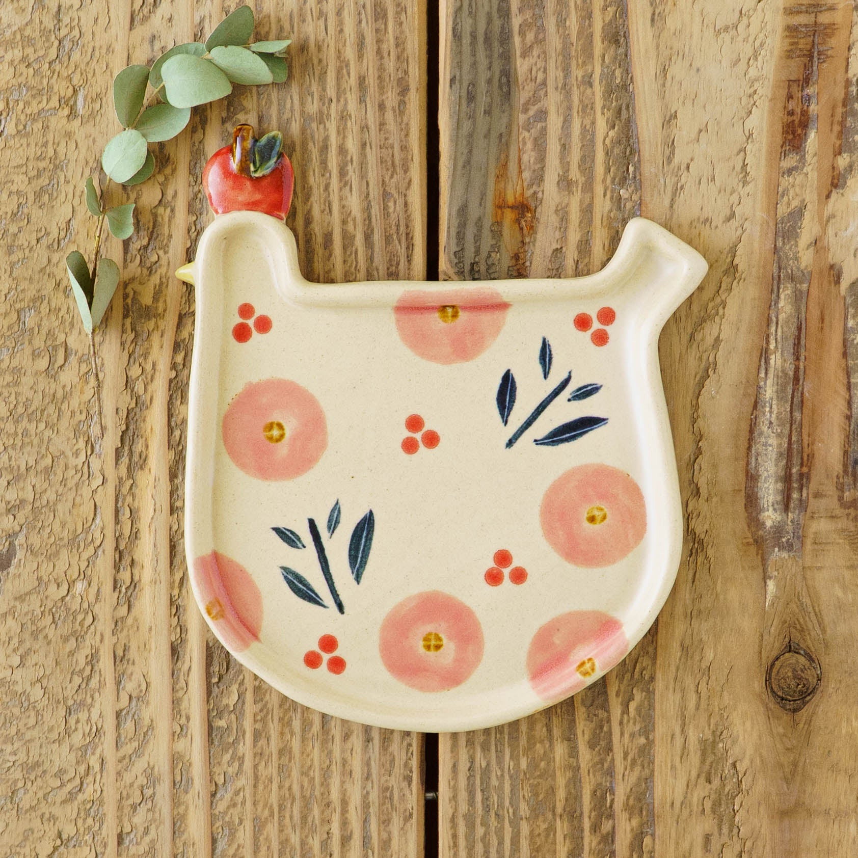 陶芸作家 石川久美子 リバティ とりプレート ピンク｜作家もののうつわ