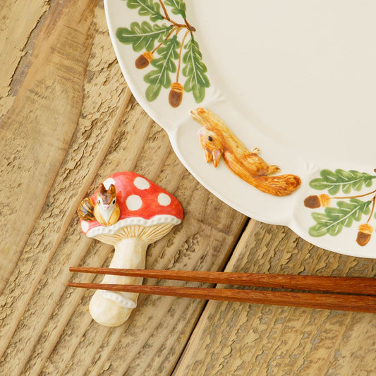 Squirrel and mushroom chopstick rest | Sugar Poppo