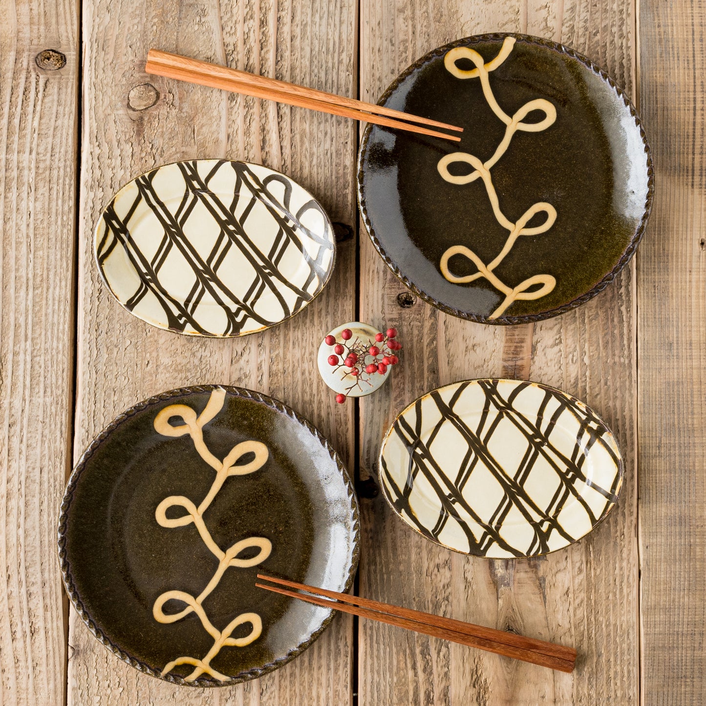 紀窯中川紀夫さんのスリップウェアのうつわ