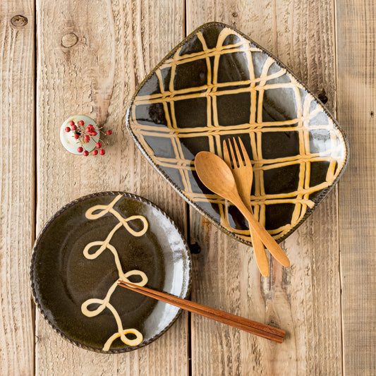 紀窯中川紀夫さんのスリップウェアのうつわ