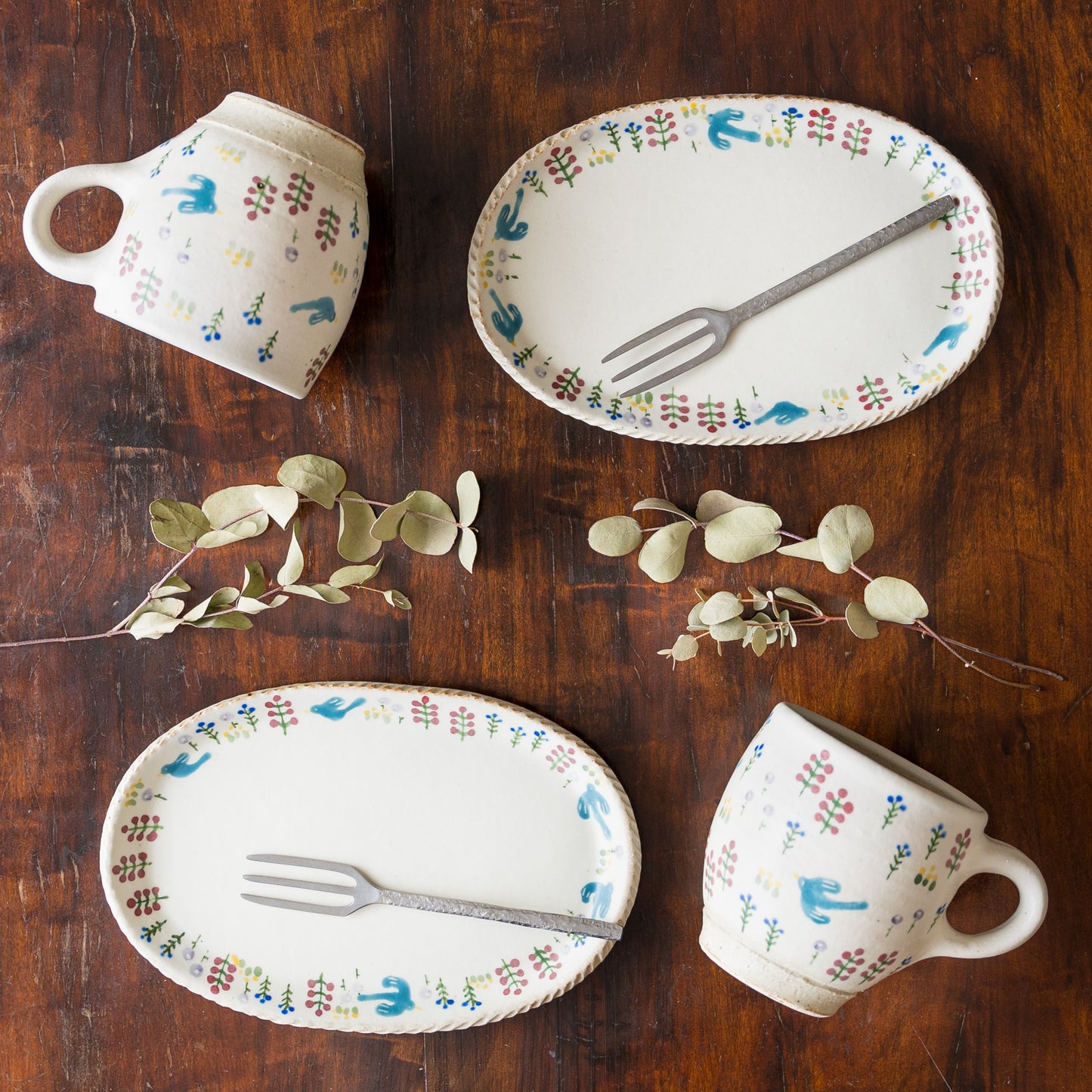 しののめ窯鈴木あかねさんの鳥と花のうつわ