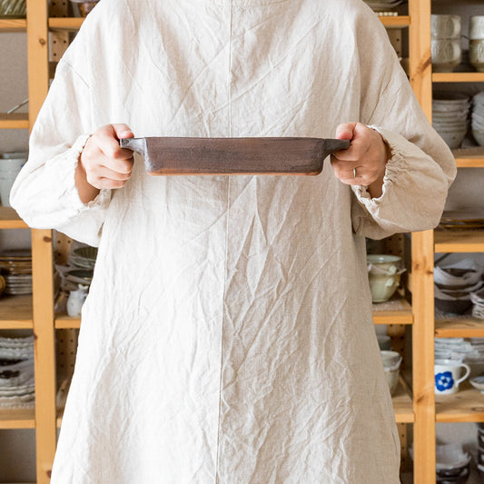 吉永哲子さんの耐熱グラタン皿長角白アメ