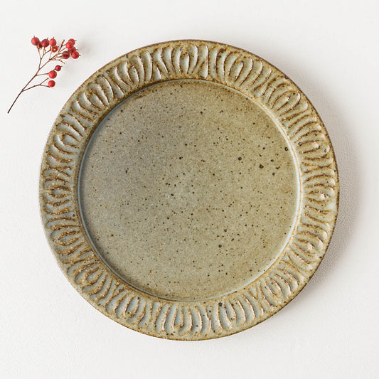 伊藤豊さんの花紋7.5寸プレートもえぎ