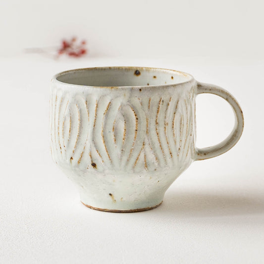 伊藤豊さんの花紋マグ粉引き