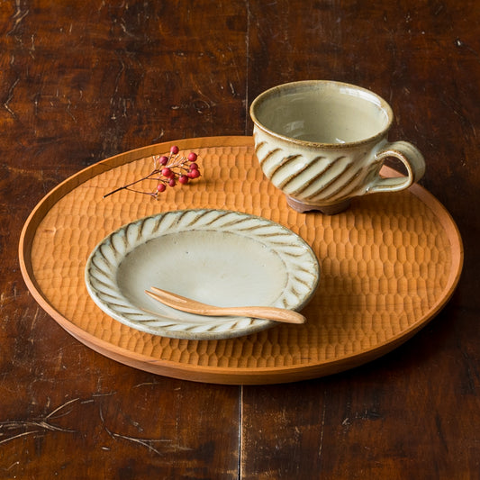 小代焼小代本谷ちひろ窯さんのカップ&ソーサー白