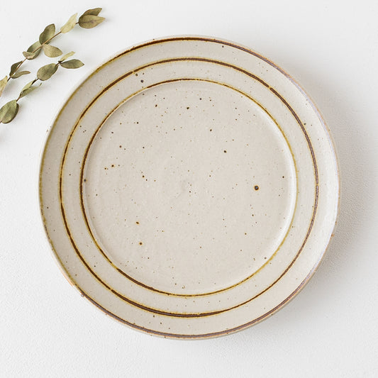 お料理が素敵に引き立つ冨本大輔さんの灰釉鉄絵7寸リム皿