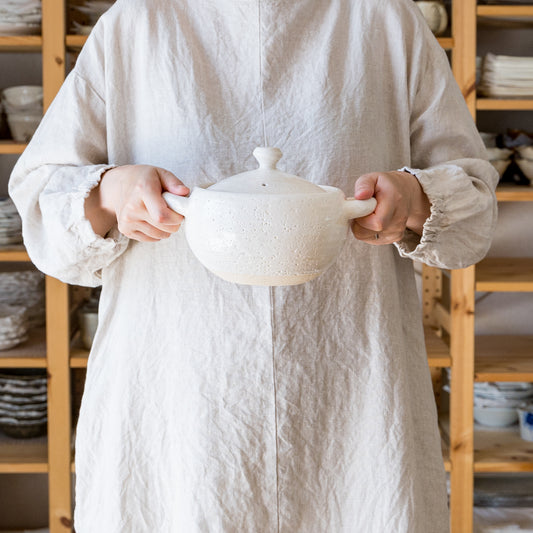 Iga clay pot Shiromaru (for 1-2 people)|Iga pottery Haseen