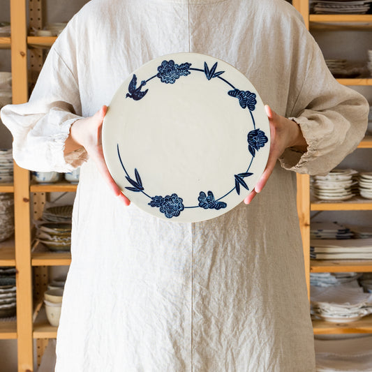 吉村尚子さんの鳥竹松花8寸プレート