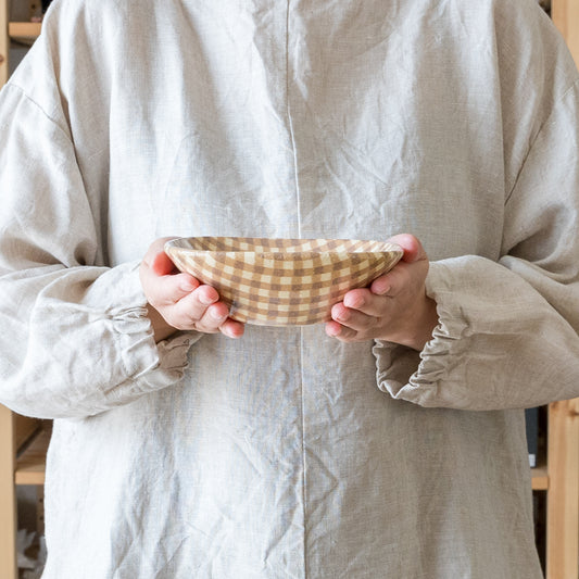 ギンガムチェックおしゃれな坂下花子さんのシリアルボウル