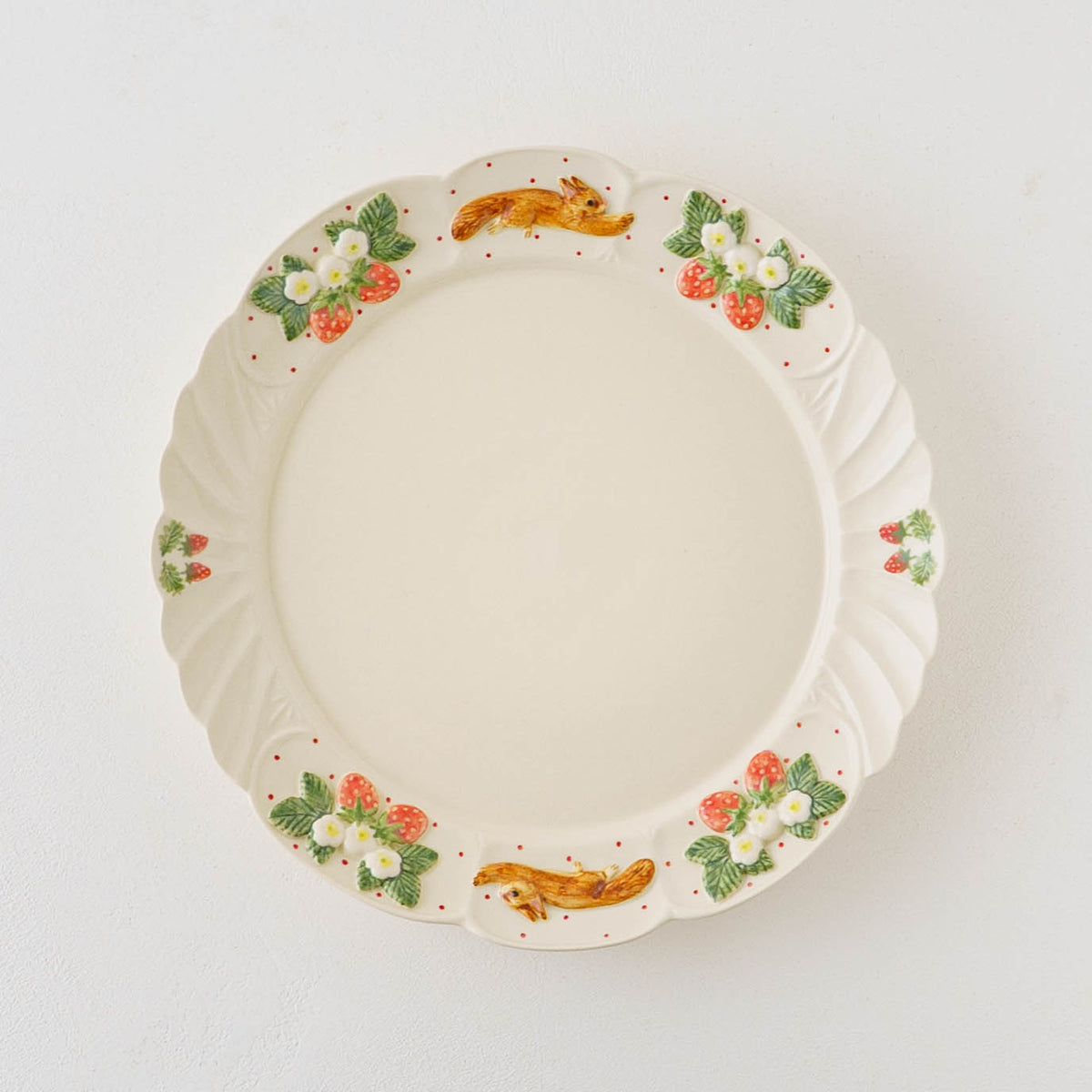 Antique Plate Hopping Squirrel Strawberry | Sugar Poppo