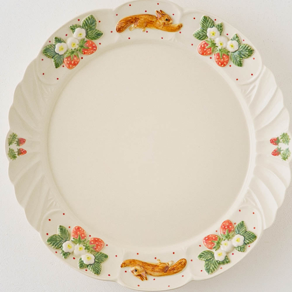 Antique Plate Hopping Squirrel Strawberry | Sugar Poppo