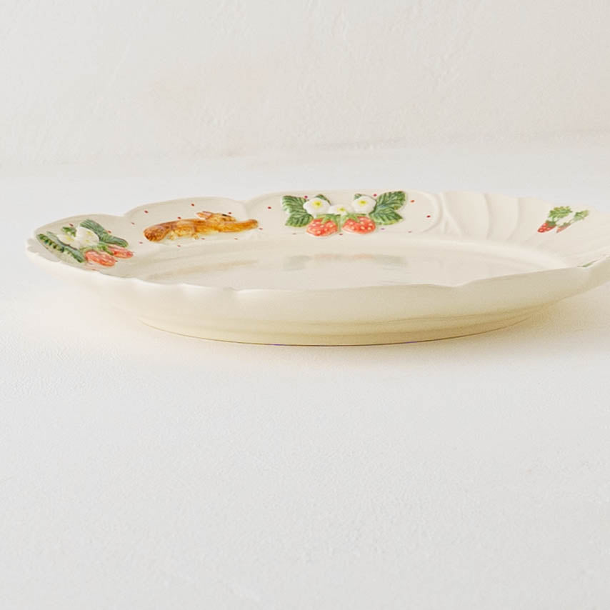 Antique Plate Hopping Squirrel Strawberry | Sugar Poppo