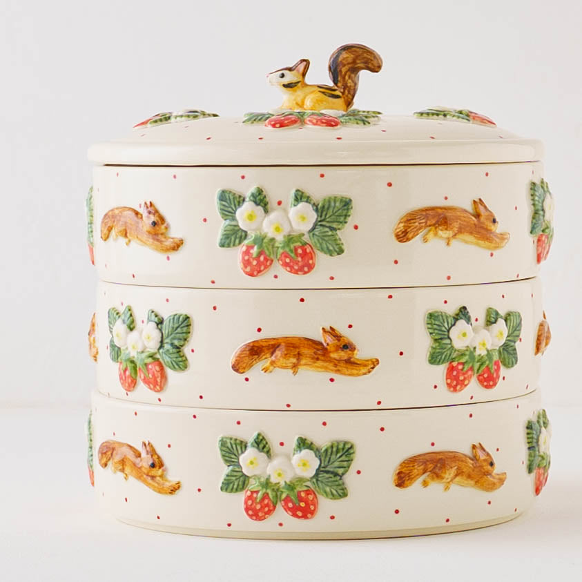 Japanese Tiered Box Squirrel and Strawberry | Sugar Poppo