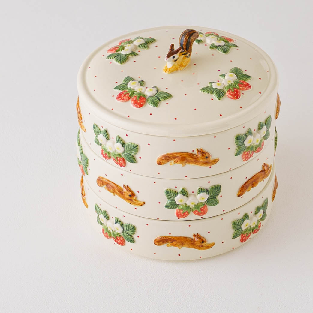 Japanese Tiered Box Squirrel and Strawberry | Sugar Poppo