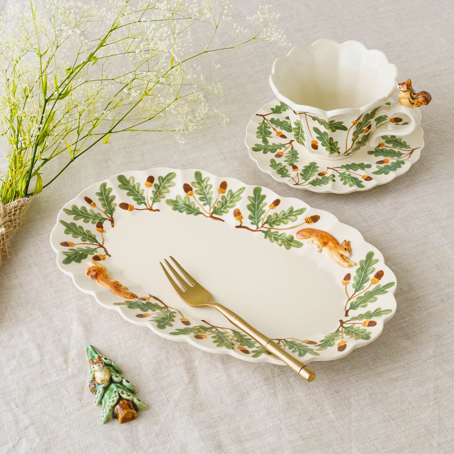 リスオーバル輪花皿｜Sugar Poppo