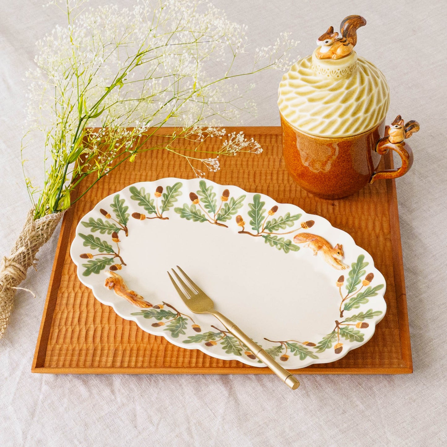 リスオーバル輪花皿｜Sugar Poppo