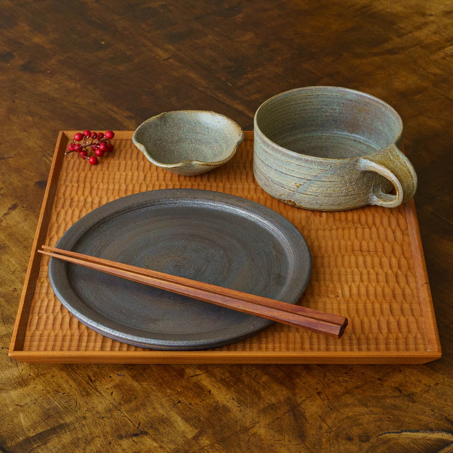 Flat mug Sabi Asagi｜Noriko Yoshinaga