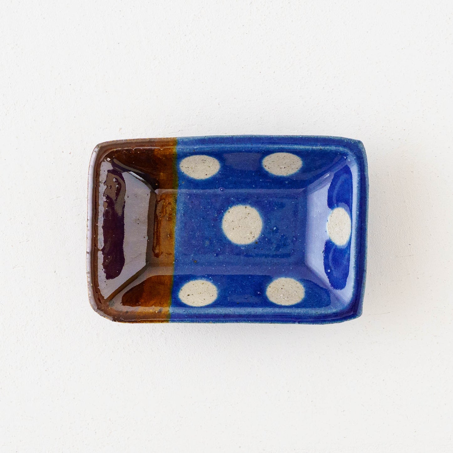 Small Square plate  dot pattern, blue | Wakaba Enokida, Enokida Kiln