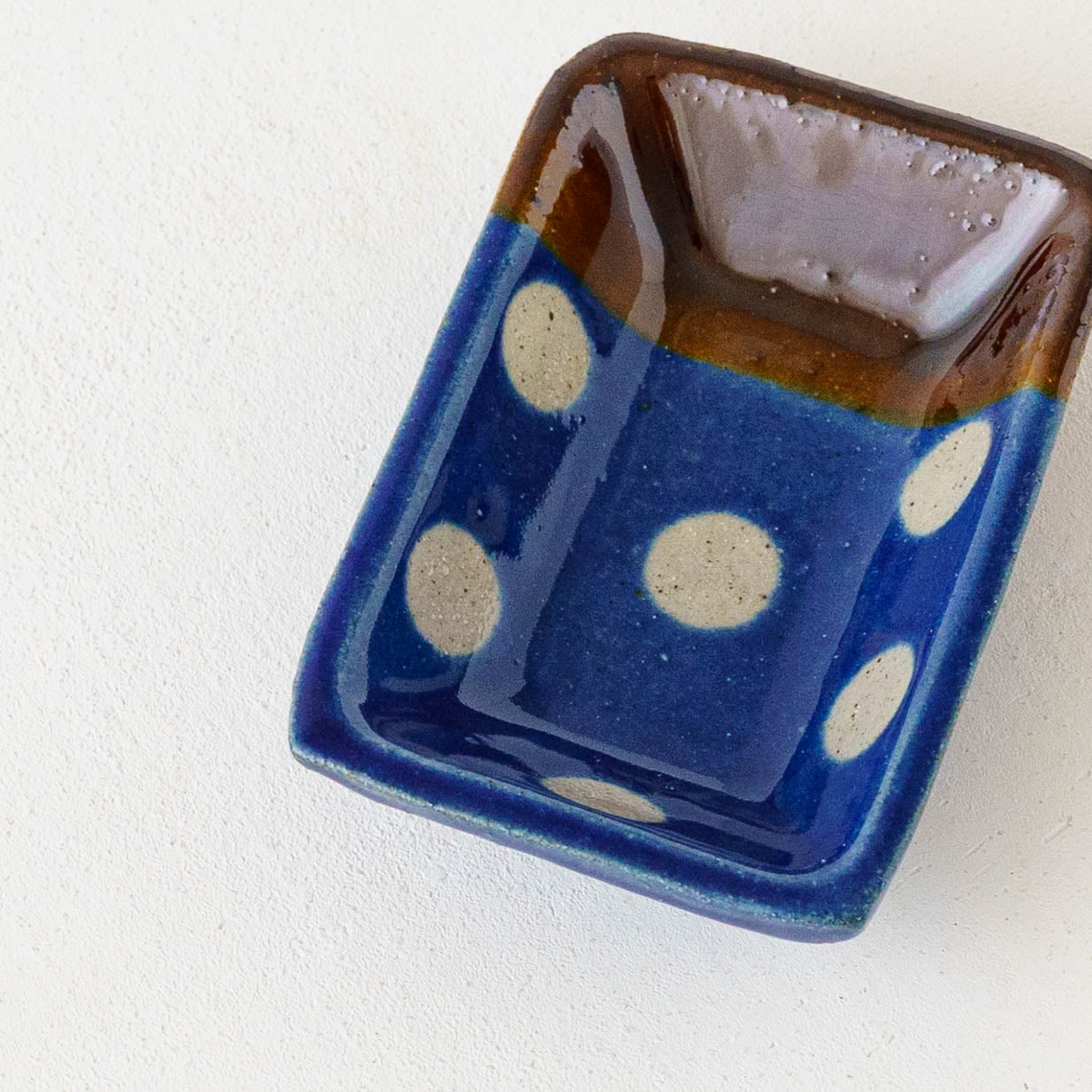 Small Square plate  dot pattern, blue | Wakaba Enokida, Enokida Kiln