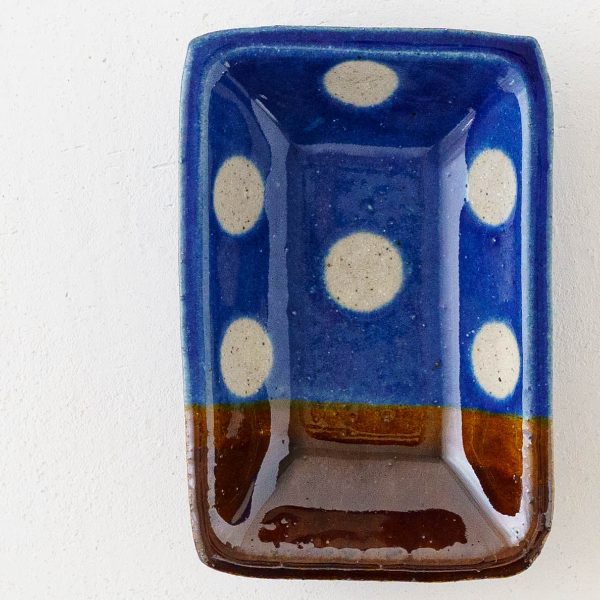 Small Square plate  dot pattern, blue | Wakaba Enokida, Enokida Kiln
