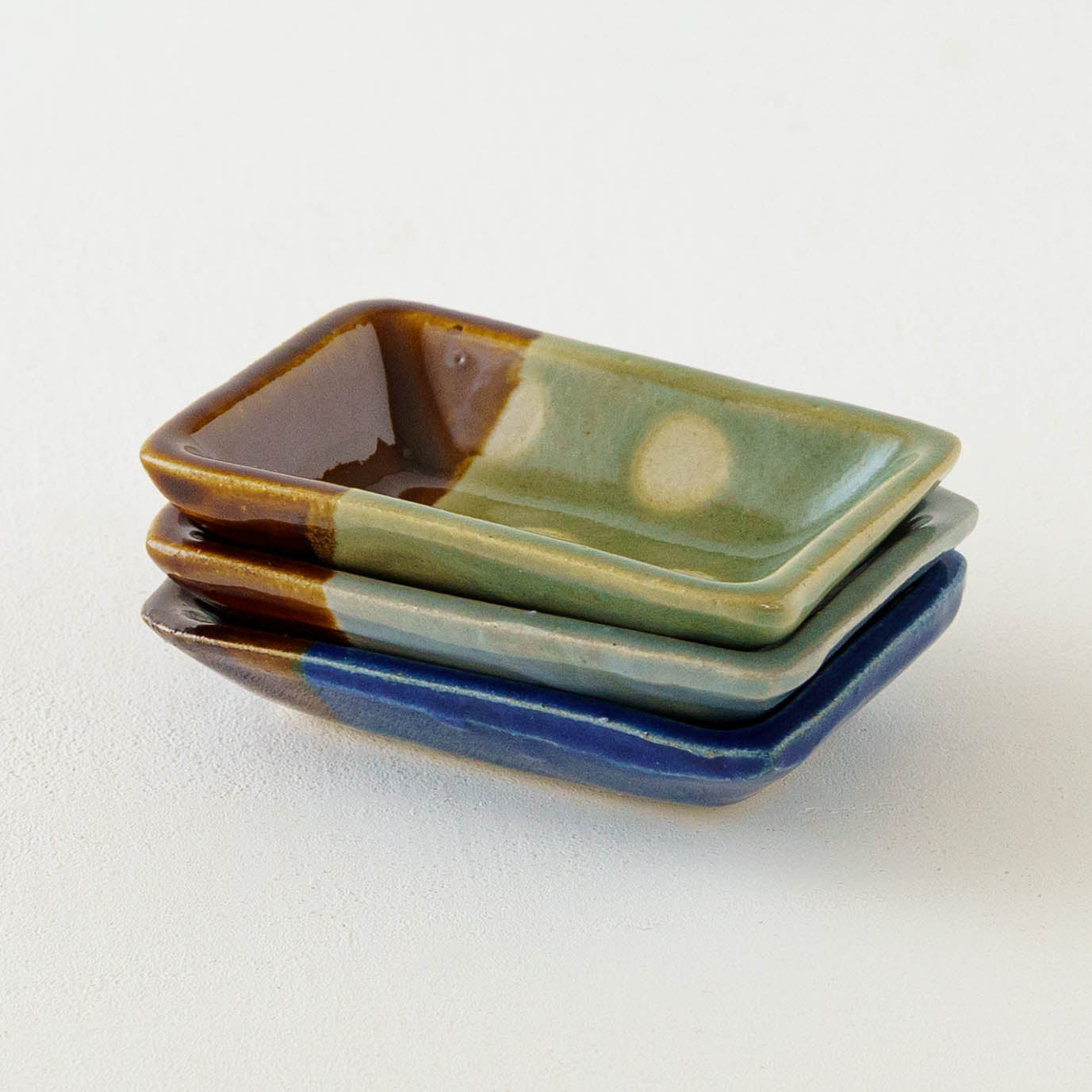 Small Square plate  dot pattern, blue | Wakaba Enokida, Enokida Kiln