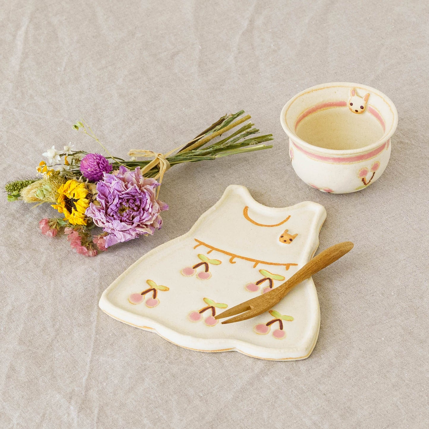 Hat and Dress Set Pink Cherry | Kimura Ryoko