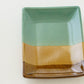 四角皿　掛け分け　飴釉 x 並白釉 x 緑釉｜榎田智　えのきだ窯