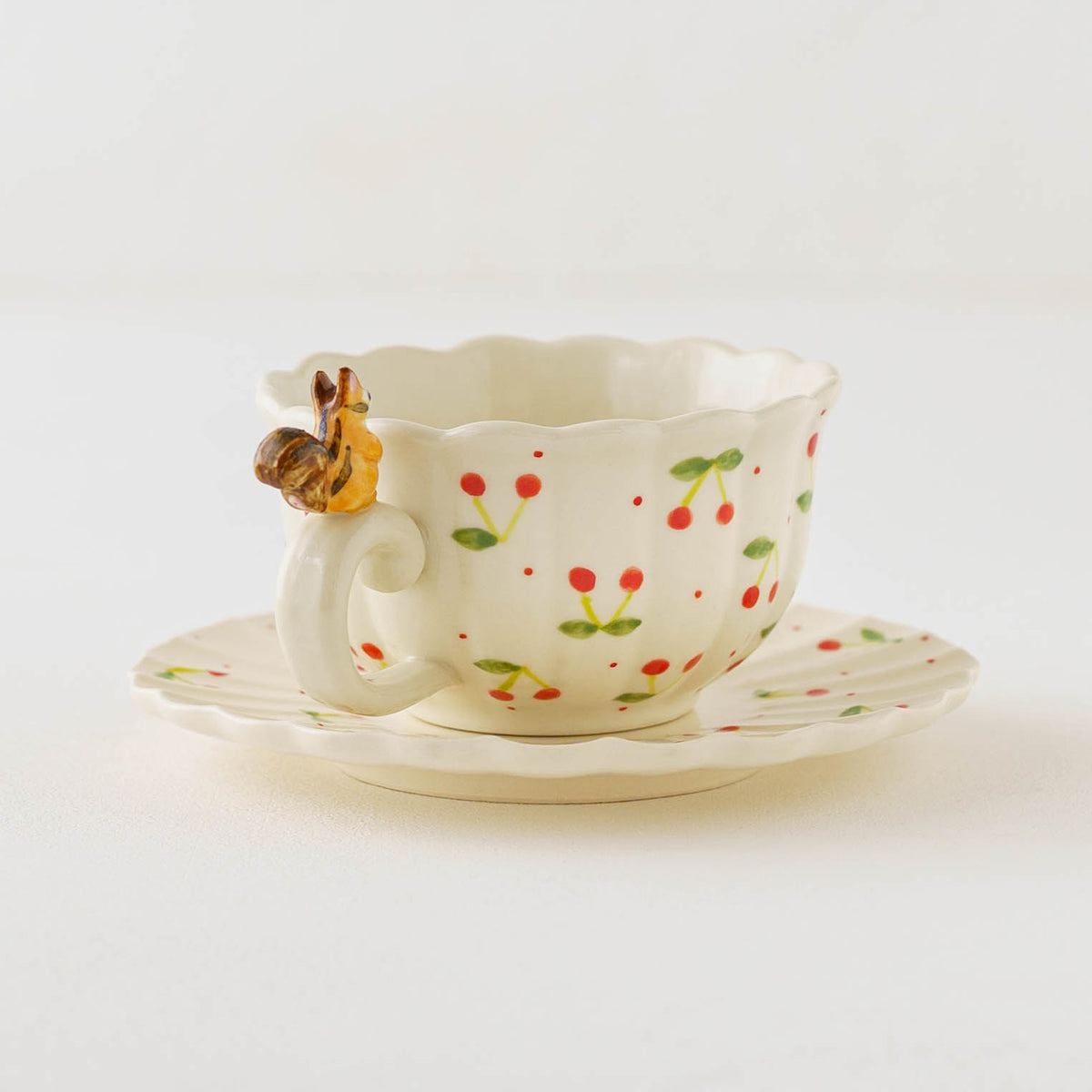 Cup & Saucer Ruffle Squirrel Cherry  | Sugar Poppo