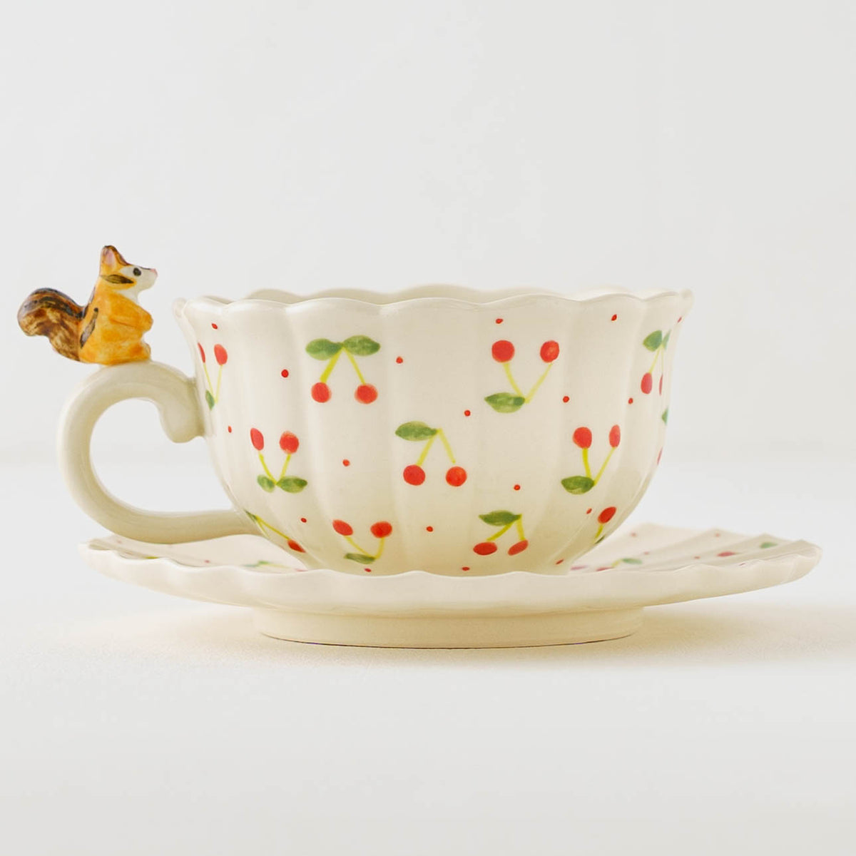 Cup & Saucer Ruffle Squirrel Cherry  | Sugar Poppo