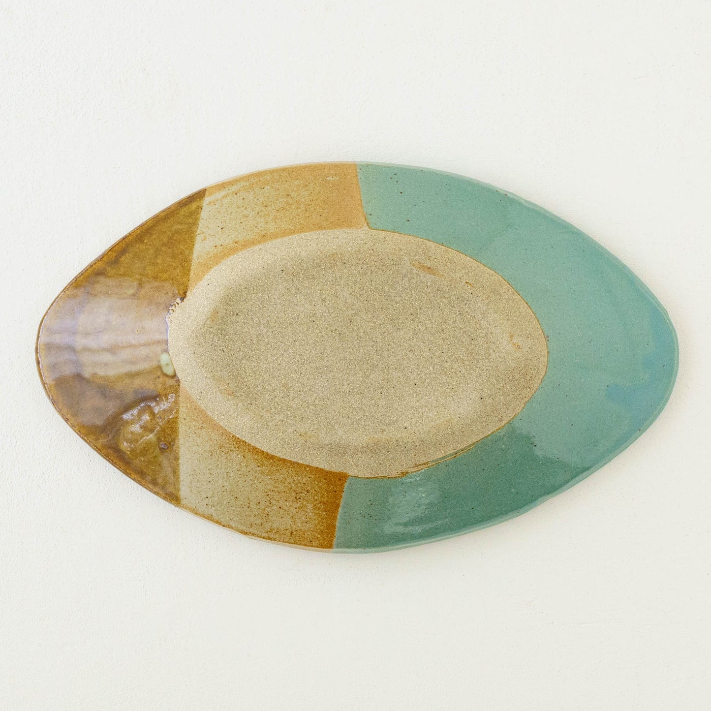 カレー皿　掛け分け　A　飴釉 x 並白釉 x 緑釉｜榎田智　えのきだ窯