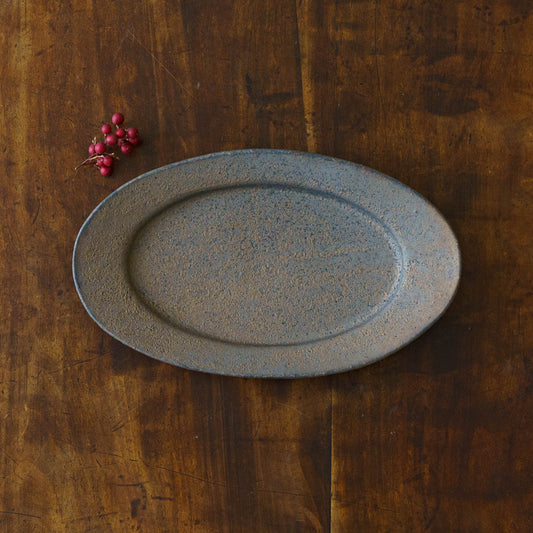 Oval rim plate M brown ｜Sakiko Tomobe