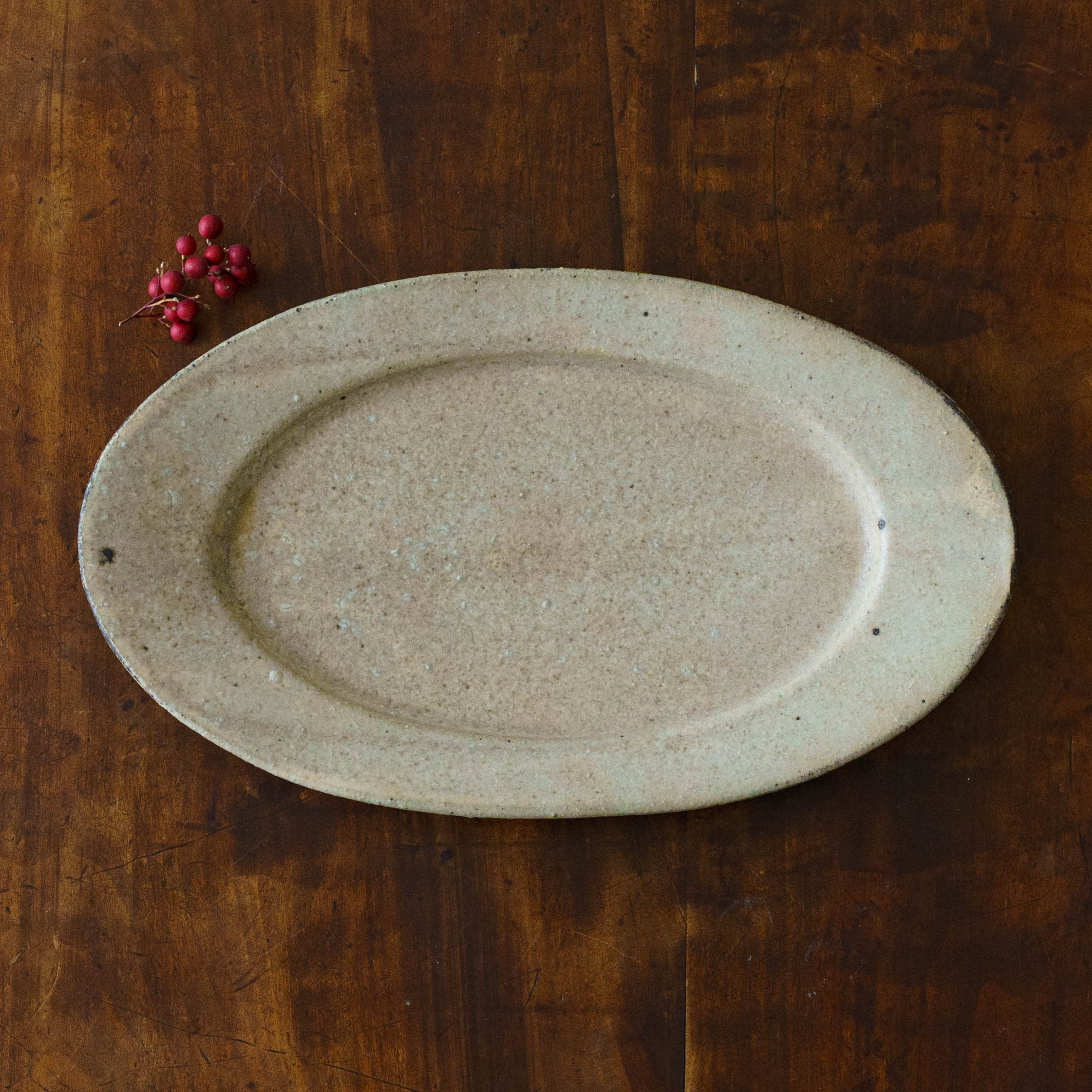 作家　陶芸作家　粉引き　リム皿　オーバルリム皿　２枚 陶芸作家 冨部咲喜子 粉引 リムオーバルプレート L｜作家もののうつわ