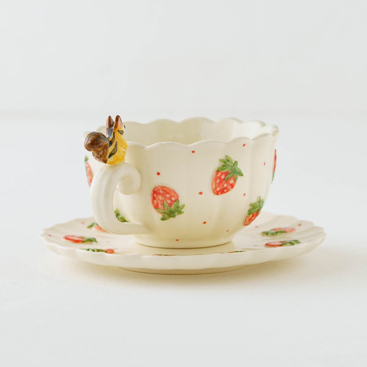 Cup & Saucer Squirrel Ruffle Strawberry | Sugar Poppo