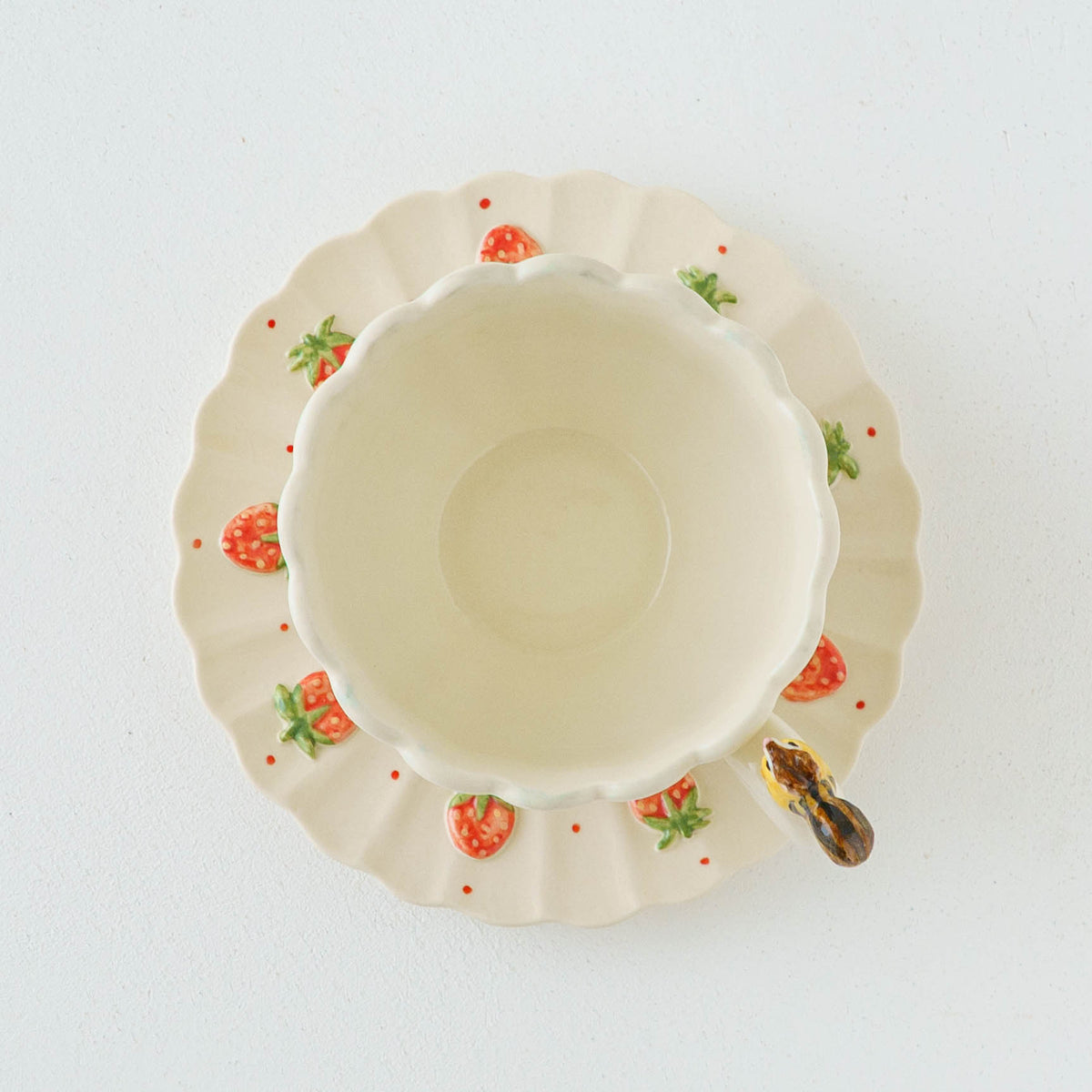 Cup & Saucer Squirrel Ruffle Strawberry | Sugar Poppo