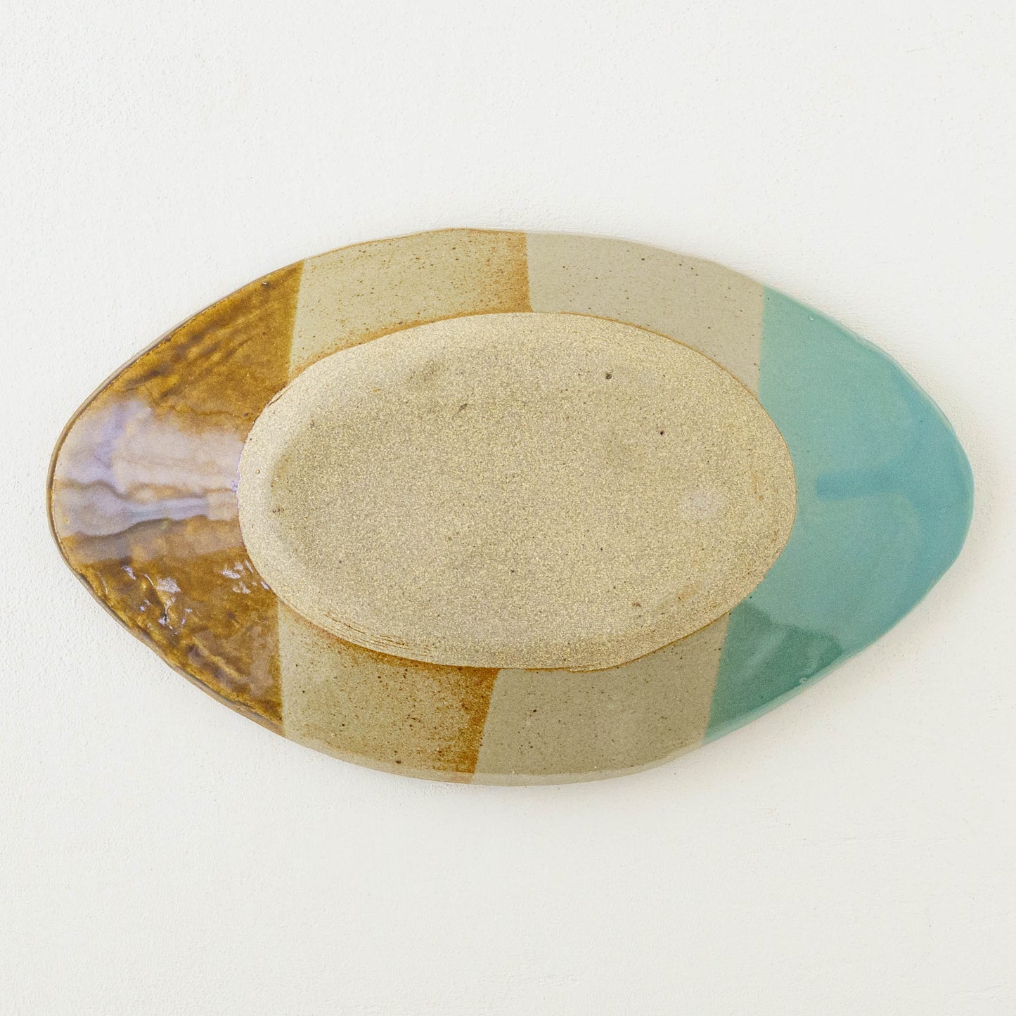 カレー皿　掛け分け　B　飴釉 x  並白釉 x マット釉 x 緑釉｜榎田智　えのきだ窯