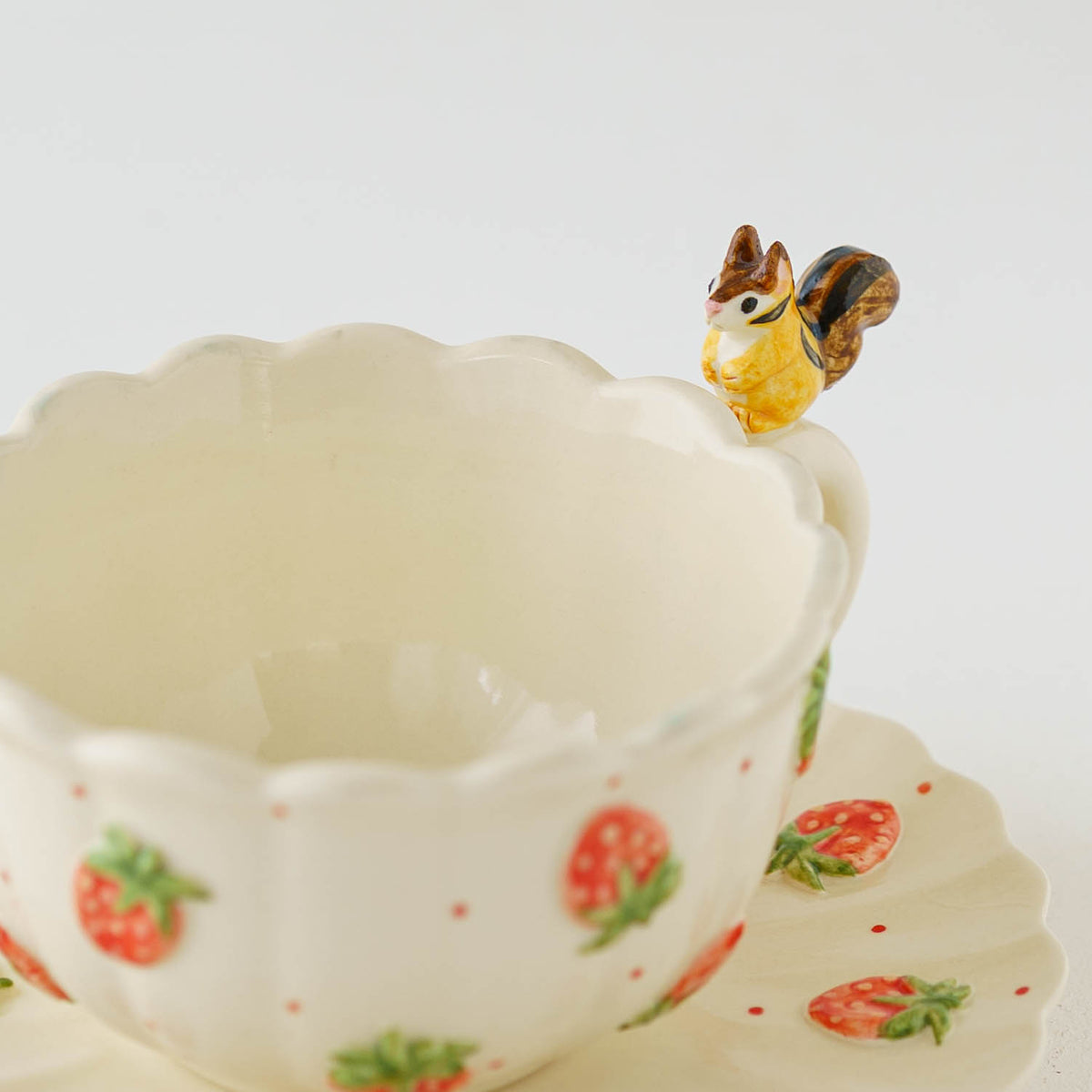 Cup & Saucer Squirrel Ruffle Strawberry | Sugar Poppo