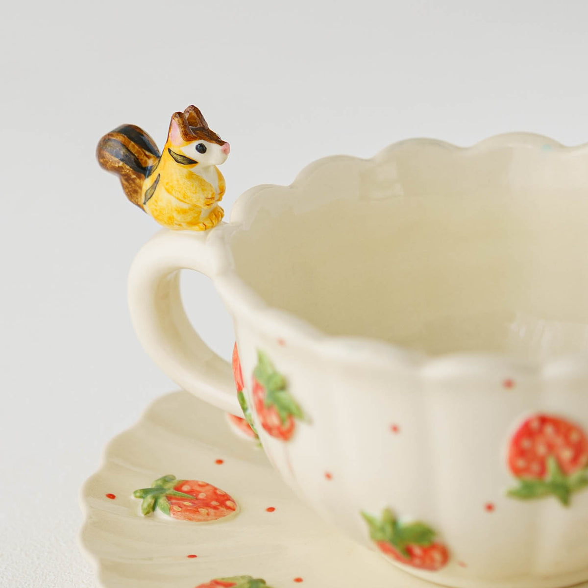 Cup & Saucer Squirrel Ruffle Strawberry | Sugar Poppo