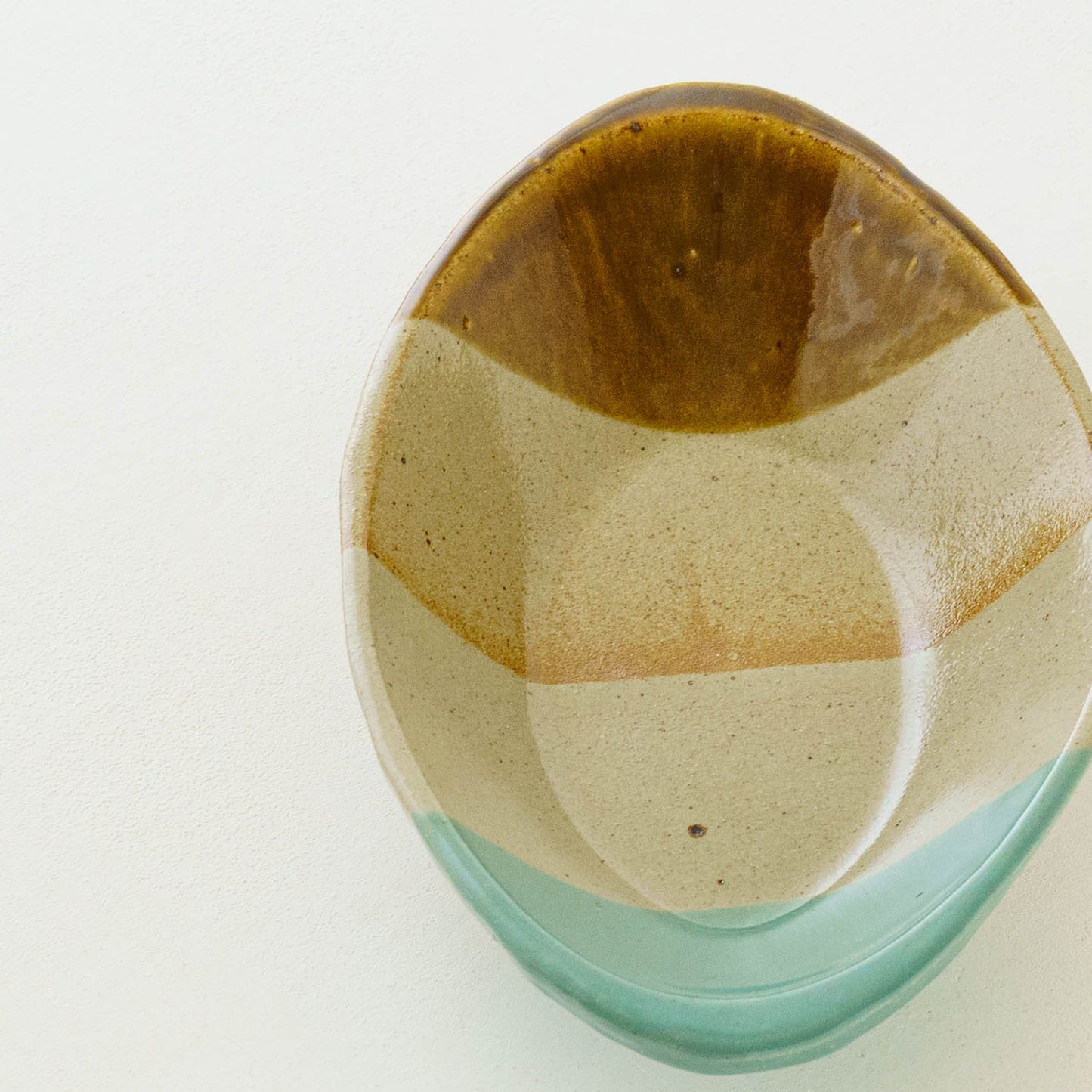 カレー皿　掛け分け　B　飴釉 x  並白釉 x マット釉 x 緑釉｜榎田智　えのきだ窯