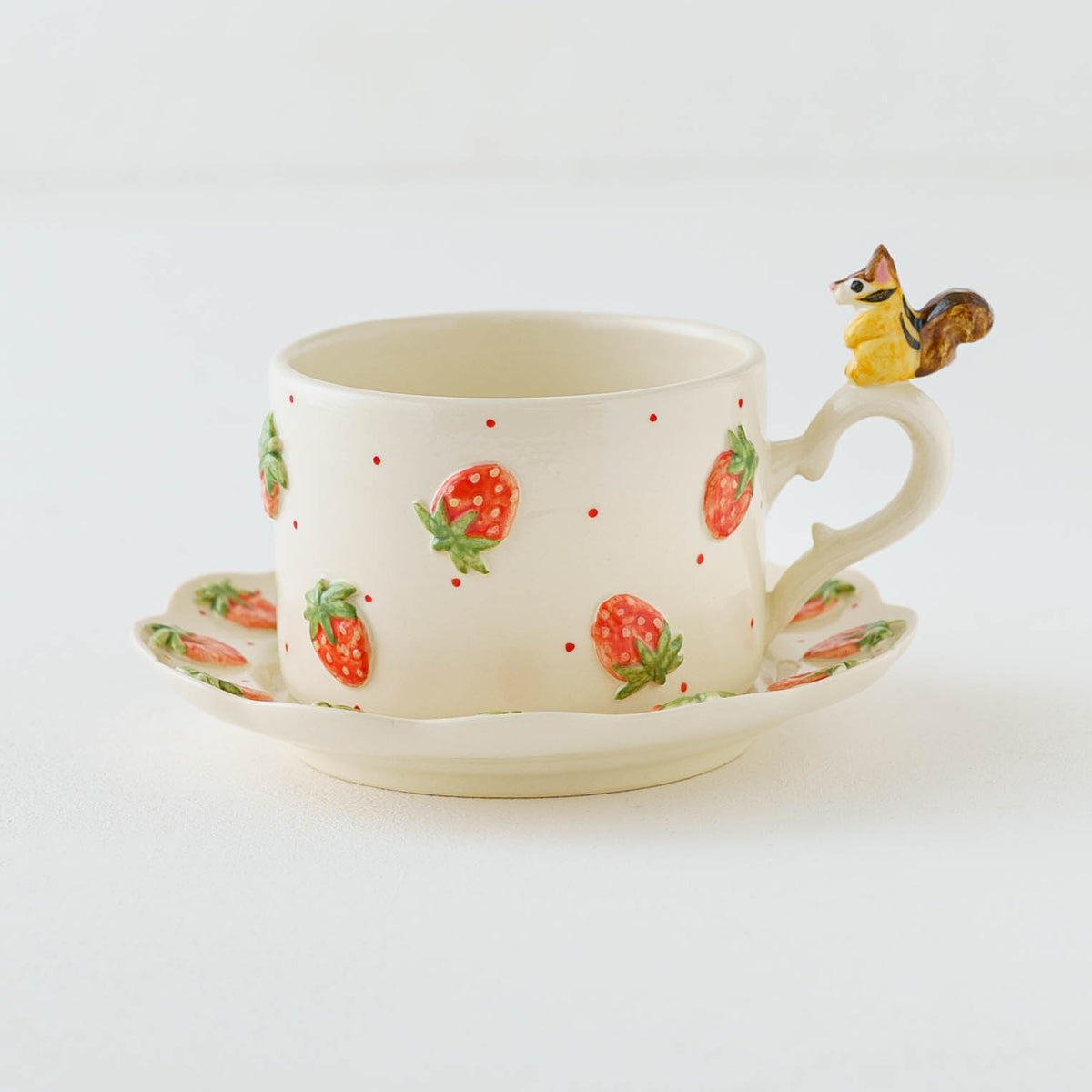 Cup & Saucer Squirrel Strawberry | Sugar Poppo