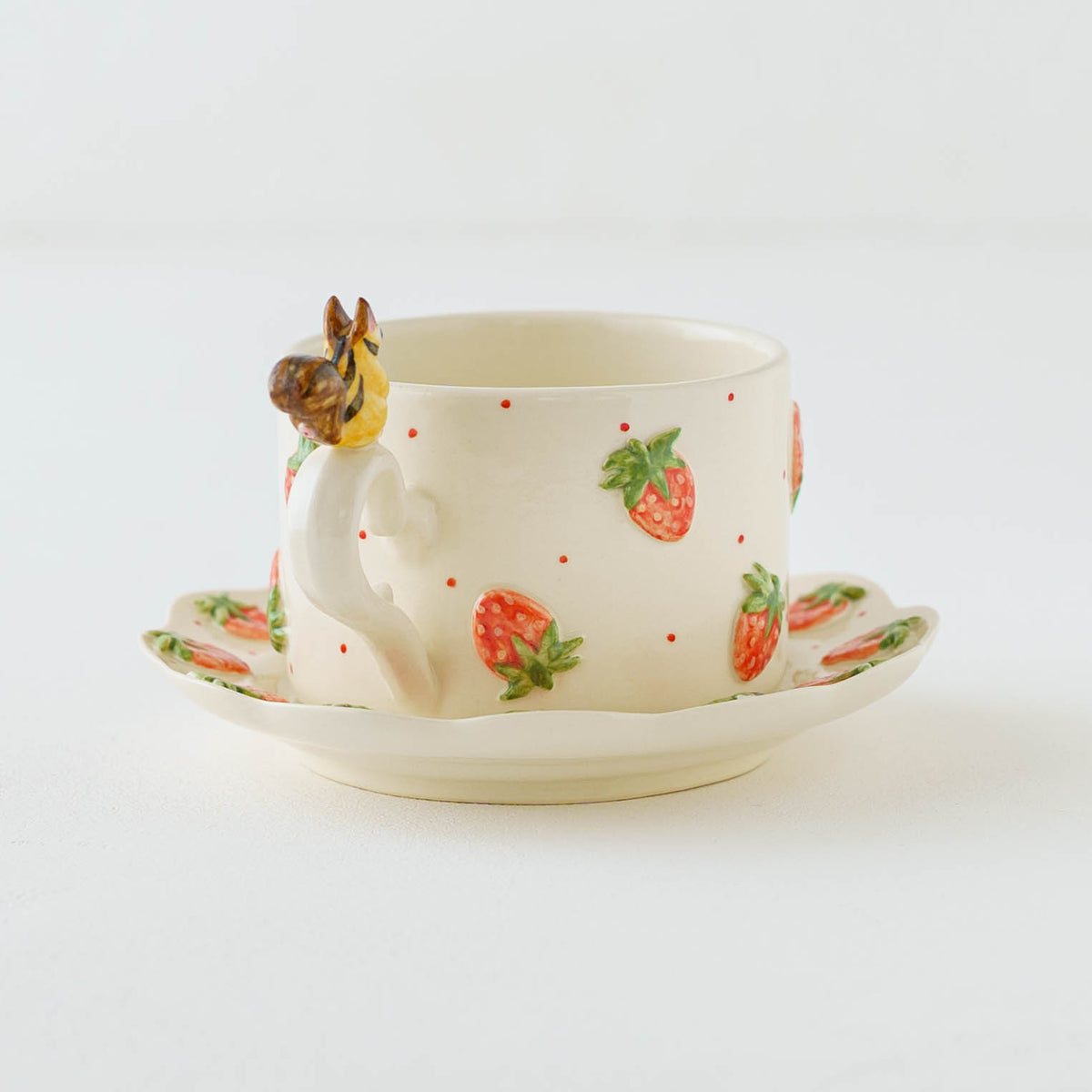Cup & Saucer Squirrel Strawberry | Sugar Poppo