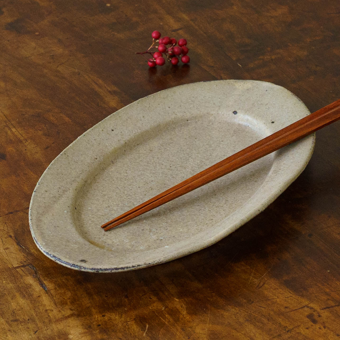 作家　陶芸作家　粉引き　リム皿　オーバルリム皿　２枚 陶芸作家 冨部咲喜子 粉引 リムオーバルプレート L｜作家もののうつわ