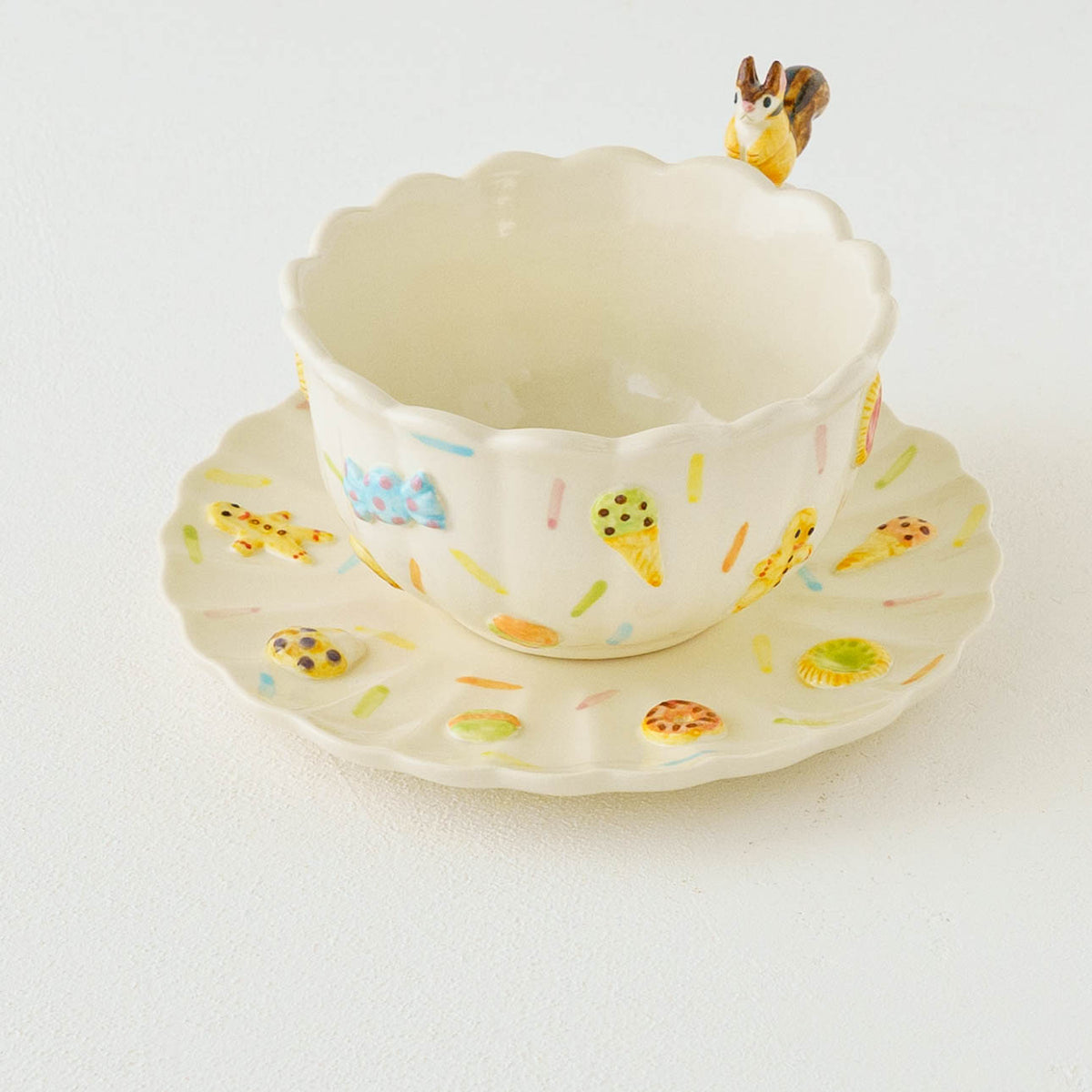 Cup & Saucer Squirrel Ruffle Sweets | Sugar Poppo