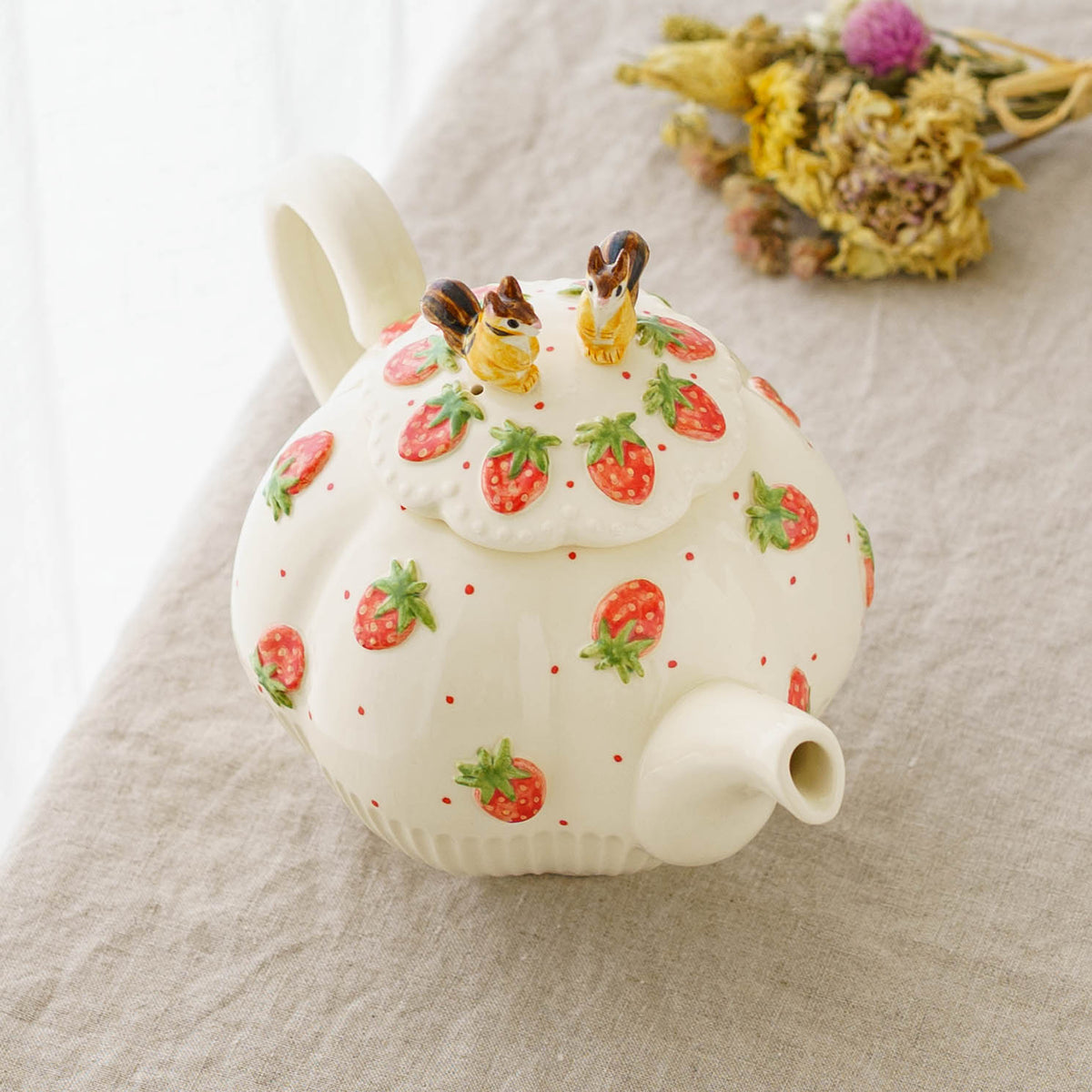 Tea Pot W Squirrel Little Strawberry | Sugar Poppo