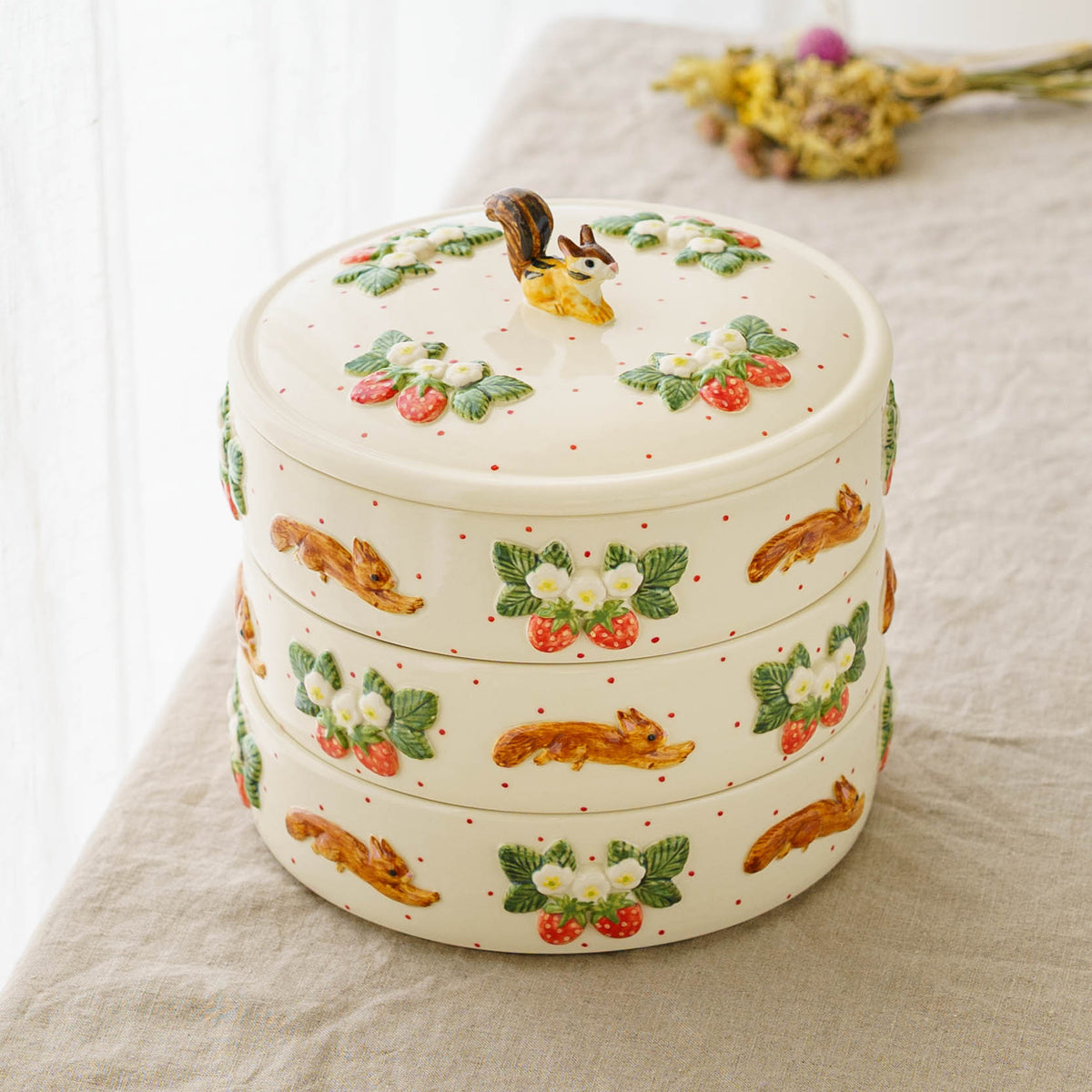 Japanese Tiered Box Squirrel and Strawberry | Sugar Poppo