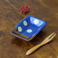 Small Square plate  dot pattern, blue | Wakaba Enokida, Enokida Kiln