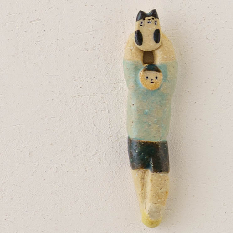 陶芸家 綿貫彩 はしおき ねこと少年 水色｜作家もののうつわ通販 四季